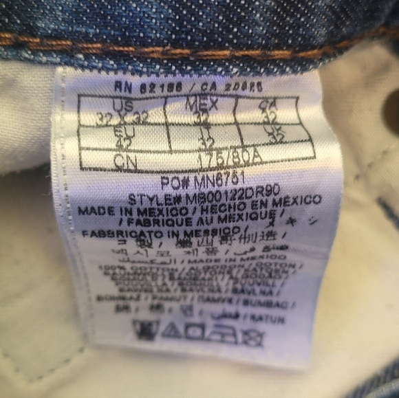 Mens Guess Desmond Relaxed Straight Jeans 32x26 Blue Denim Thick Stitch B21 - Picture 8 of 15